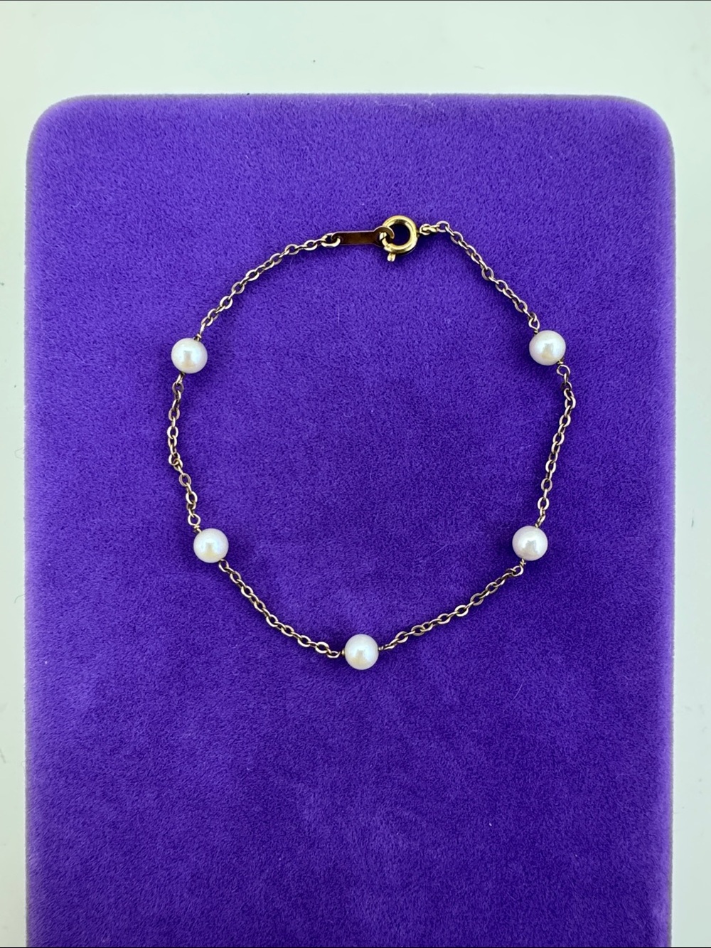💛 Vintage Birks 14k Gold Filled Pearl Station Chain Bracelet | Mid Century
